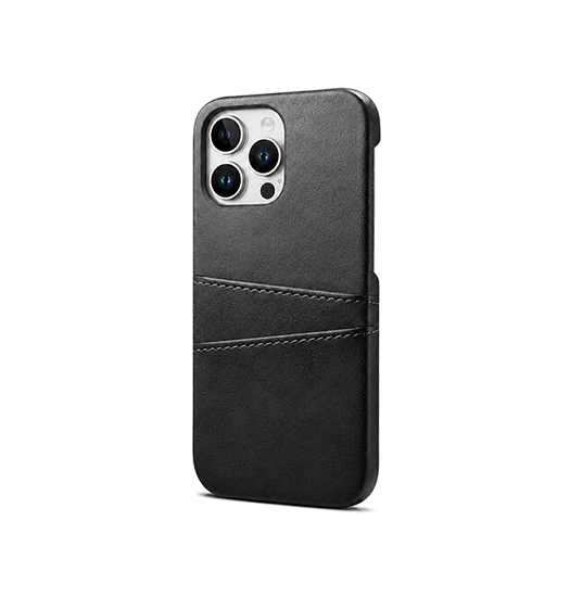 iPhone 16 Pro Max | iPhone 16 Pro Max - NX Design™ Læder Cover M. Kortholder - Sort - DELUXECOVERS.DK