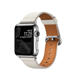 Apple Watch 38mm | Apple Watch (38/40/SE/41/42mm) - Deluxe™ Classic Læder Rem - Snow - DELUXECOVERS.DK