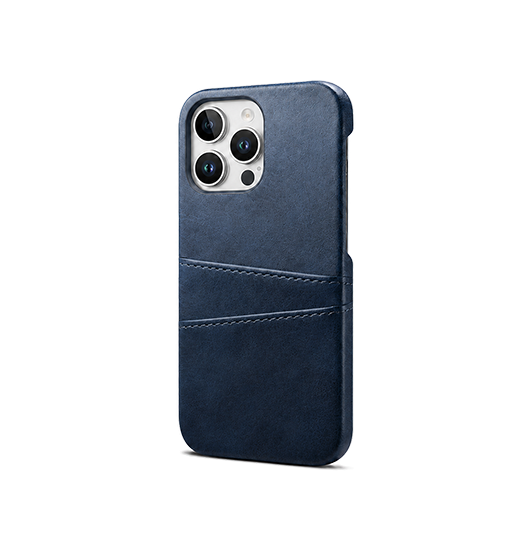 iPhone 15 Pro | iPhone 15 Pro - NX Design™ Læder Cover M. Kortholder - Navy - DELUXECOVERS.DK