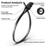 Gadgets | Tyverisikret Kabel­lås - Til Cykel/Motorcykelhjelm - Sort - DELUXECOVERS.DK