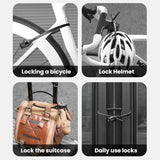 Gadgets | Tyverisikret Kabel­lås - Til Cykel/Motorcykelhjelm - Sort - DELUXECOVERS.DK