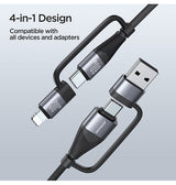 Adapter | JOYROOM™ | 4-i-1 Multi-Funktion kabel 60W - 1.2m - DELUXECOVERS.DK