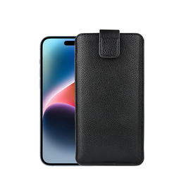 iPhone 15 Plus | iPhone 15 Plus - Verona Læder Sleeve M. Lukning - Black Onyx - DELUXECOVERS.DK