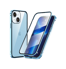 iPhone 15 | iPhone 15 - MagGuard™ 360 Magnetisk Cover M. Hærdet glas - Sierra Blue - DELUXECOVERS.DK