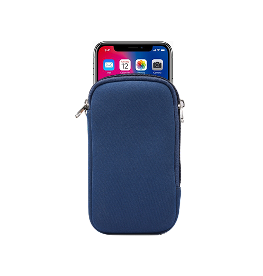 Samsung Galaxy S22 Plus | Samsung Galaxy S22 - Simple Nylon Sleeve Etui M. Lynlås - Navy / Blå - DELUXECOVERS.DK