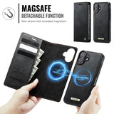 iPhone 17 | iPhone 17 - CaseMe™ 2-i-1 Premium Læder Cover / Pung - Sort - DELUXECOVERS.DK