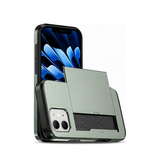 Grønt håndværker cover med kortholder åbnet, iPhone