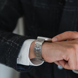 Apple Watch 38mm | Apple Watch (38/40/SE/41/42mm) - L'Empiri™ Crono Stål Rem - Sølv - DELUXECOVERS.DK
