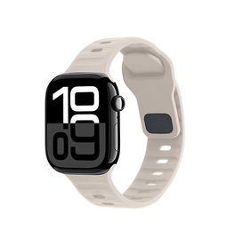 Apple Watch 42-49mm | Apple Watch (42/44/SE/45/46/49mm) - Square Buckle Silikonerem - Beige - DELUXECOVERS.DK