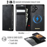 iPhone 17 | iPhone 17 - CaseMe™ 2-i-1 Premium Læder Cover / Pung - Sort - DELUXECOVERS.DK