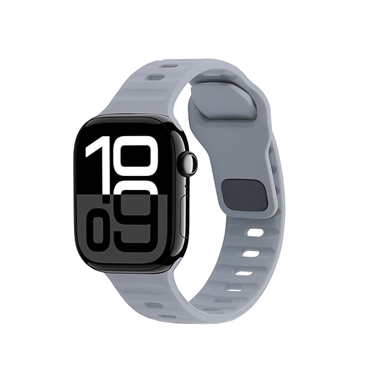 Apple Watch (42/44/SE/45/46/49mm) - Square Buckle Silikonerem - Lysegrå