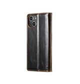 iPhone 15 Plus | iPhone 15 Plus - CaseMe™ Oil Wax Læder Flipcover - Coffee - DELUXECOVERS.DK