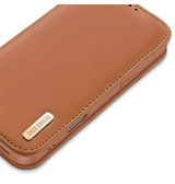 iPhone 16e | iPhone 16e - DUX DUCIS® Ægte Læder Etui M. Kortholder - Brun - DELUXECOVERS.DK