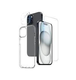 iPhone 15 Plus | iPhone 15 Plus - 3-i-1 Beskyttelsesæt Cover & Beskyttelsesglas - DELUXECOVERS.DK