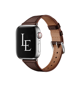 Apple Watch 38-42mm | Apple Watch (38/40/SE/41/42mm) - L'Empiri™ Thin Ægte Læder Rem - Mørkebrun - DELUXECOVERS.DK