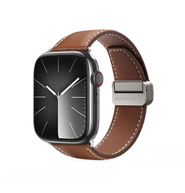 Apple Watch 42mm | Apple Watch (42/44/SE/45mm & Ultra) - DUX DUCIS® M-Buckle Ægte Læder Rem - Brun - DELUXECOVERS.DK