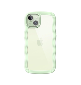 iPhone 15 Plus | iPhone 15 Plus - DeLX™ Wave Frame Silikone Cover - Grøn - DELUXECOVERS.DK