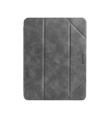 iPad 6 | iPad 6 - 9.7" - DG.MING™ Trifold Læder Cover m. Stander - Grå - DELUXECOVERS.DK