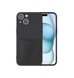 iPhone 15 Plus | iPhone 15 Plus - Deluxe™ Soft Touch Silikone Cover M. Kortholder- Sort - DELUXECOVERS.DK