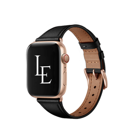 Apple Watch 38-42mm | Apple Watch (38/40/SE/41/42mm) - L'Empiri™ Thin Ægte Læder Rem - Mat Sort - DELUXECOVERS.DK