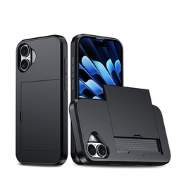 iPhone 16 | iPhone 16 - Deluxe™ Håndværker Cover M. Kortholder - Sort - DELUXECOVERS.DK