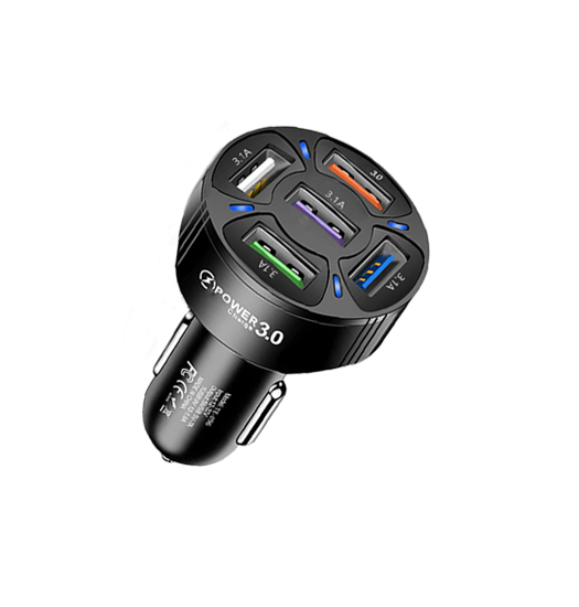 USB oplader | NX-Tech™ - 5 Port USB-A Oplader Til Bil - 35W - Sort - DELUXECOVERS.DK