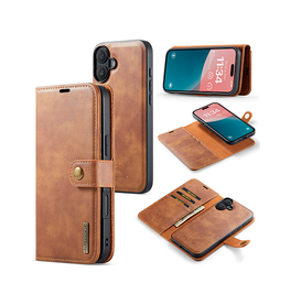 iPhone 16 | iPhone 16 - DG.MING™ Vintage 2-In-1 Læder Etui M. Cover - Brun - DELUXECOVERS.DK