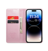 iPhone 15 Plus | iPhone 15 Plus - CaseMe™ Oil Wax Læder Flipcover - Rose - DELUXECOVERS.DK