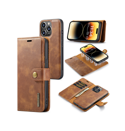 iPhone 15 Pro Max | iPhone 15 Pro Max - DG.MING™ Vintage 2-In-1 Læder Etui M. Cover - Brun - DELUXECOVERS.DK