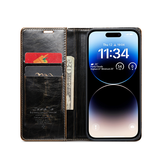 iPhone 15 Pro Max | iPhone 15 Pro Max - CaseMe™ Oil Wax Læder Flipcover - Coffee - DELUXECOVERS.DK