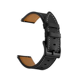 Samsung Galaxy Watch FE | Samsung Galaxy Watch FE (40mm) - Deluxe™ Honor Ægte Læder Rem - Sort - DELUXECOVERS.DK