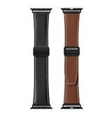 Apple Watch 38mm | Apple Watch (38/40/SE/41/42mm) - DUX DUCIS® M-Buckle Ægte Læder Rem - Sort - DELUXECOVERS.DK