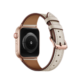 Apple Watch 42mm | Apple Watch (42/44/SE/45/46/49mm) -  L'Empiri™ Thin Ægte Læder Rem - Elfenben - DELUXECOVERS.DK