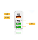 Vægoplader | 65W QuickCharge 3.0 & PD Multi-Port Vægoplader - Hvid - DELUXECOVERS.DK