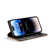 iPhone 15 Plus | iPhone 15 Plus - CaseMe™ Oil Wax Læder Flipcover - Coffee - DELUXECOVERS.DK
