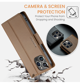 iPhone 14 Pro Max | iPhone 14 Pro Max - CaseMe™ Neo Læder Cover / Pung - Brun - DELUXECOVERS.DK