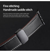 Apple Watch 38mm | Apple Watch (38/40/SE/41/42mm) - DUX DUCIS® M-Buckle Ægte Læder Rem - Sort - DELUXECOVERS.DK