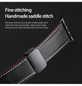 Apple Watch 38mm | Apple Watch (38/40/SE/41mm) - DUX DUCIS® M-Buckle Ægte Læder Rem - Sort - DELUXECOVERS.DK
