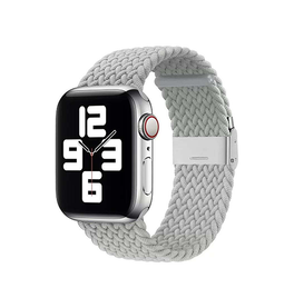 Apple Watch 42mm | Apple Watch (42/44/SE/45/46/49mm) - Deluxe™ Flettet Nylon Rem - Grå/Hvid - DELUXECOVERS.DK