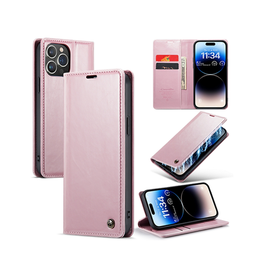 iPhone 15 Pro Max | iPhone 15 Pro Max - CaseMe™ Classic Læder Etui/Pung - Rose - DELUXECOVERS.DK