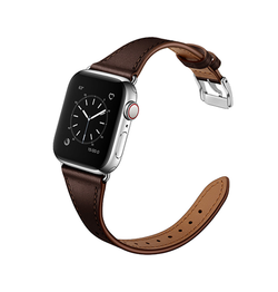 Apple Watch (42/44/SE/45mm & Ultra) -  L'Empiri™ Thin Ægte Læder Rem - Mørkebrun
