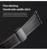 Apple Watch 42mm | Apple Watch (42/44/SE/45/46/49mm) - DUX DUCIS® M-Buckle Ægte Læder Rem - Sort - DELUXECOVERS.DK
