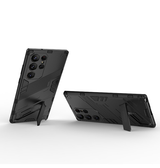 Samsung Galaxy S24 Ultra | Samsung Galaxy S24 Ultra - Eagle™ PRZ Stødsikkert Cover M. Kickstand - Sort - DELUXECOVERS.DK