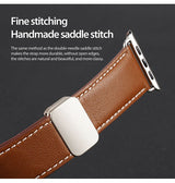 Apple Watch 38mm | Apple Watch (38/40/SE/41/42mm) - DUX DUCIS® M-Buckle Ægte Læder Rem - Brun - DELUXECOVERS.DK