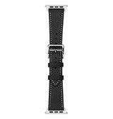 Apple Watch 42mm | Apple Watch (42/44/SE/45/46/49mm) - IMAK™ Exhil Læder Rem - Sort - DELUXECOVERS.DK