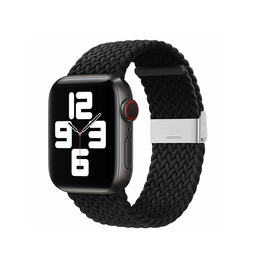 Apple Watch 42mm | Apple Watch (42/44/SE/45mm & Ultra) - Deluxe™ Flettet Nylon Rem - Sort - DELUXECOVERS.DK