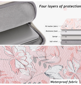 Macbook Sleeve | MacBook Pro/Air 13" - Rose Flowers Læder Sleeve m. hank - Pink - DELUXECOVERS.DK