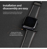 Apple Watch 42mm | Apple Watch (42/44/SE/45/46/49mm) - DUX DUCIS® M-Buckle Ægte Læder Rem - Sort - DELUXECOVERS.DK