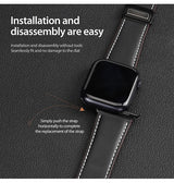 Apple Watch 42mm | Apple Watch (42/44/SE/45mm & Ultra) - DUX DUCIS® M-Buckle Ægte Læder Rem - Sort - DELUXECOVERS.DK