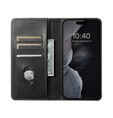 iPhone 15 Pro | iPhone 15 Pro - Suteni® Heritage Oil Læder Flipcover - Sort - DELUXECOVERS.DK